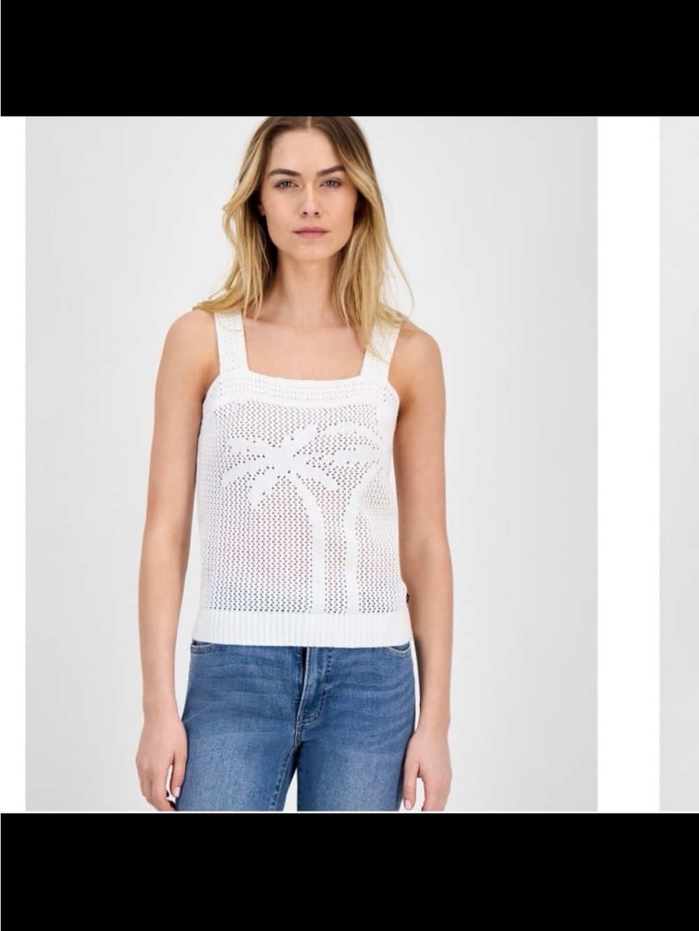 NWT Nautica women’s cotton palm tree knit sleeveless white size S